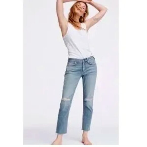 rag & bone Dre ankle boyfriend jeans low-rise slim Boho Sz 28 #W26443K510SWH - Picture 1 of 15